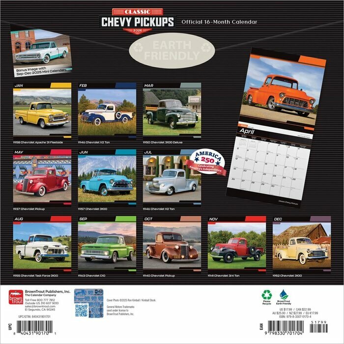 Calendrier  2026 Pick Up Chevy Amricain