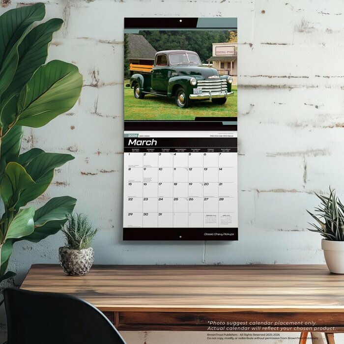 Calendrier papier 2026 Pick Up Chevy Amricain