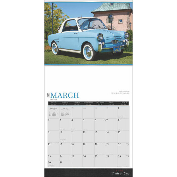 Calendrier 2025 Voitures Italiennes Classiques