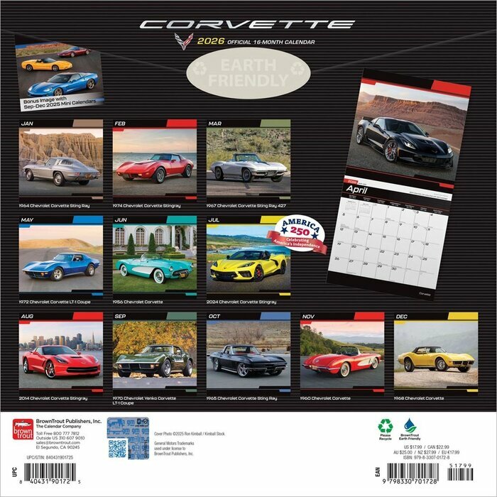 Calendrier 2026 Voitures Chevrolet Corvette