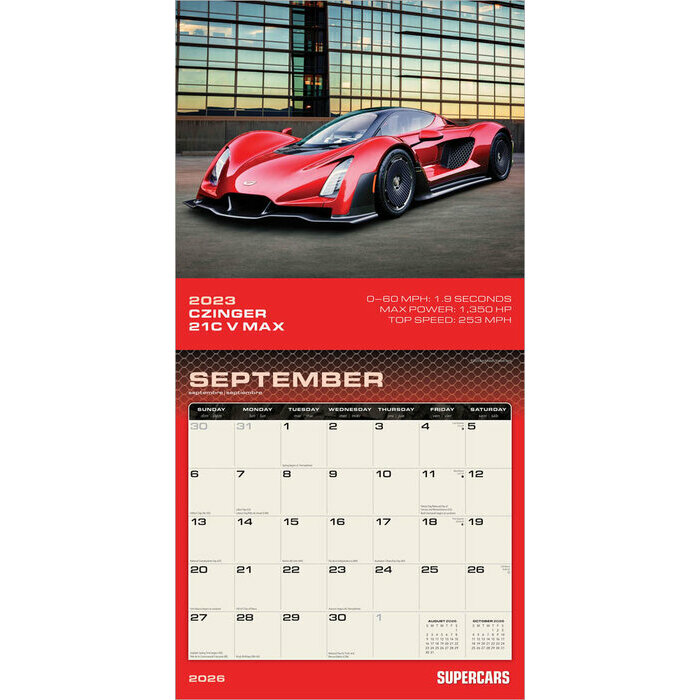 Calendrier 2025 Voitures de Rve Supercars 