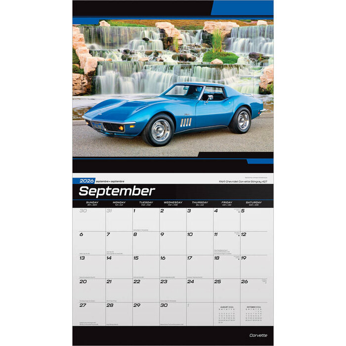 Calendrier papier 2026 Voitures Chevrolet Corvette