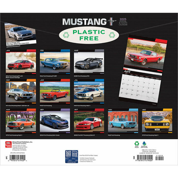 Calendrier Papier Deluxe 2025 Voiture Mustang