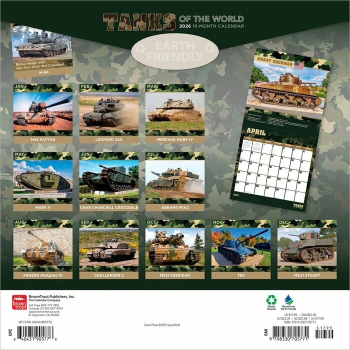 Calendrier Papier 2025 Tanks Militaires