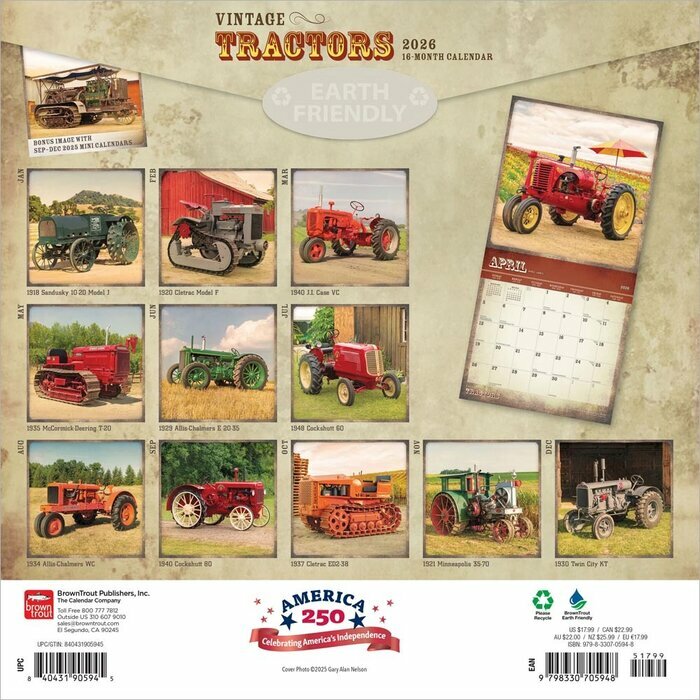 Calendrier Papier 2025 Tracteurs Rtro Vintage 