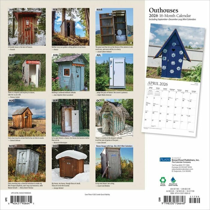 Calendrier Papier 2025 Toilettes Extrieures Humour
