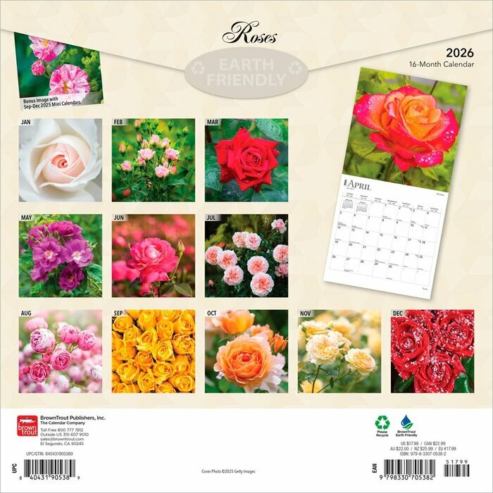 Calendrier Papier 2025 Dlicates Fleurs de Roses