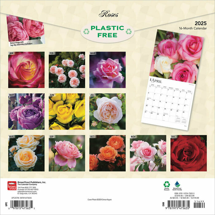 Calendrier Papier 2025 Délicates Fleurs de Roses