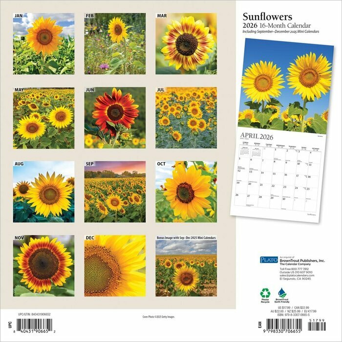 Calendrier Papier  2025 Fleurs de Tournesols