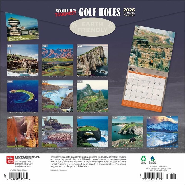 Calendrier Papier 2025 Les Plus Incroyables Parcours de Golf du Monde
