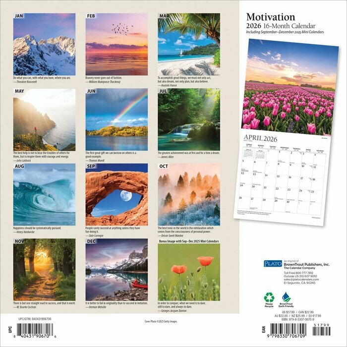 Calendrier Papier 2025 Motivation par la Nature