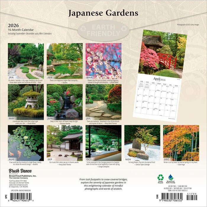 Calendrier Papier 2025 Jardins Japonais Luxuriants