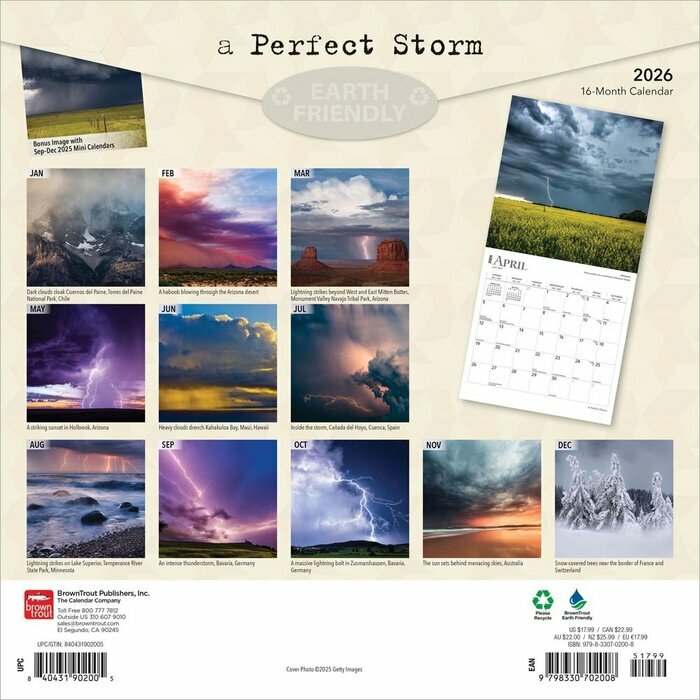 Calendrier Papier 2025 Orages Tonnerre et Temptes