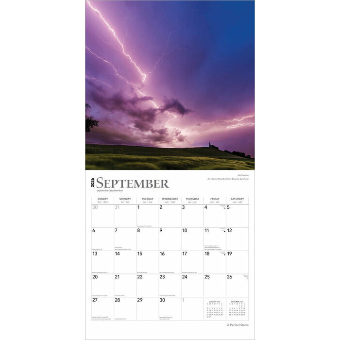 Calendrier 2025 Orages Tonnerre et Temptes