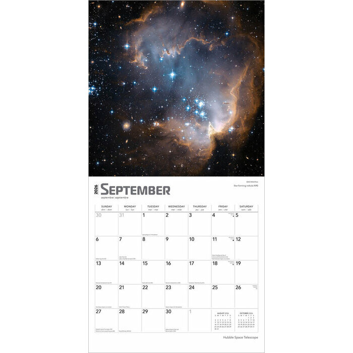Calendrier Papier 2026 Tlescope Spatial Hubble