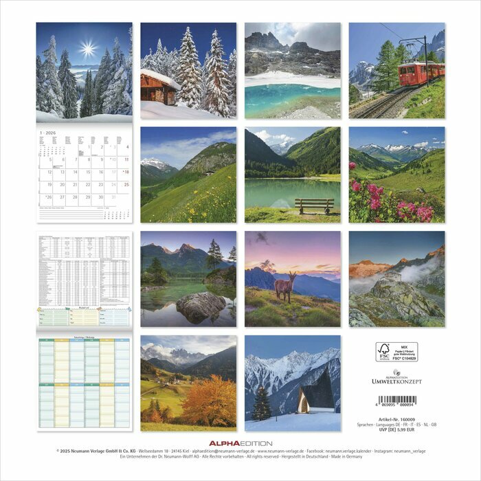 Calendrier Papier 2025 Alpes Montagnes Superbes