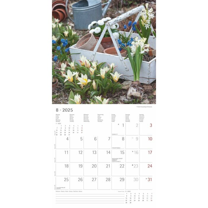 Calendrier 2025 Dcoration de Jardins et Fleurs