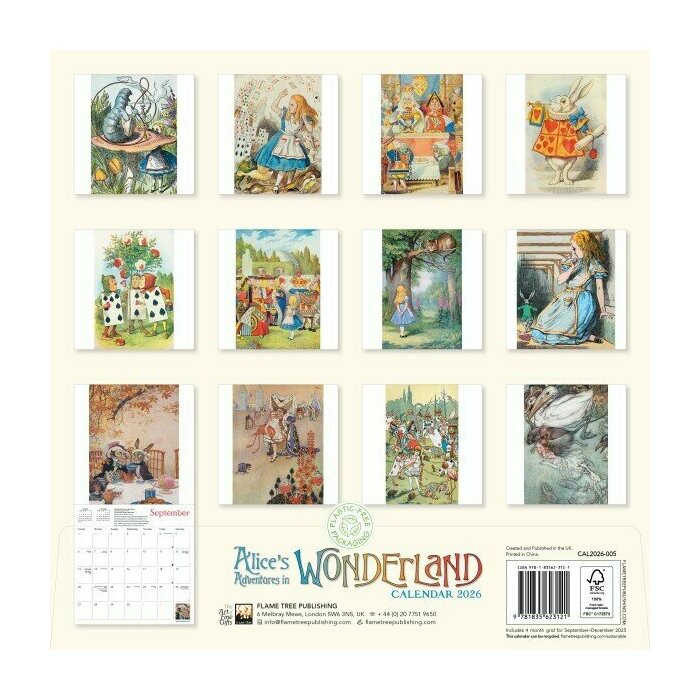Calendrier Mural 2025 Alice aux Pays des Merveilles Illustrations