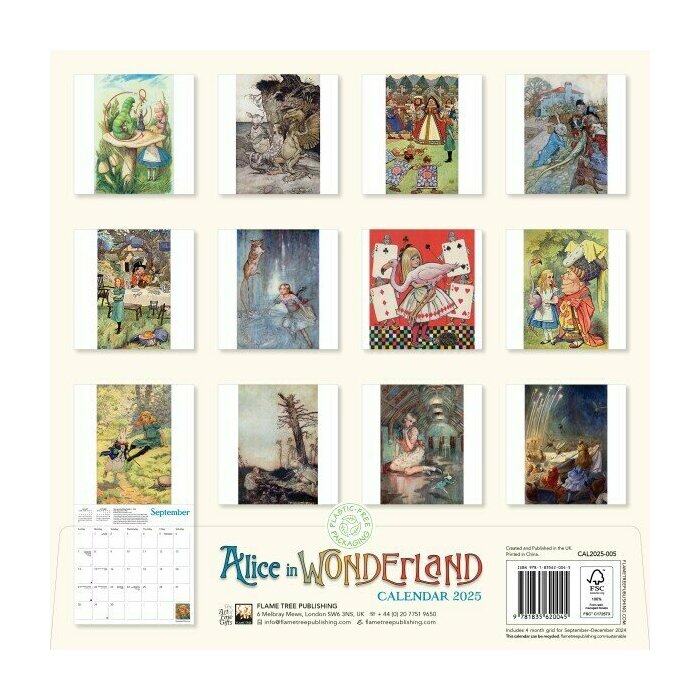 Calendrier Mural 2025 Alice aux Pays des Merveilles Illustrations