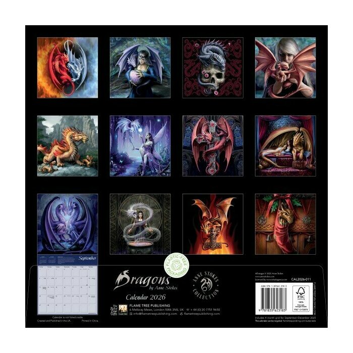 Calendrier Mural 2026 Dragons Anne Stokes Fantastiques