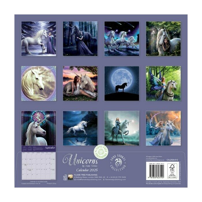 Calendrier 2026 Licornes Anne Stokes Fantastiques
