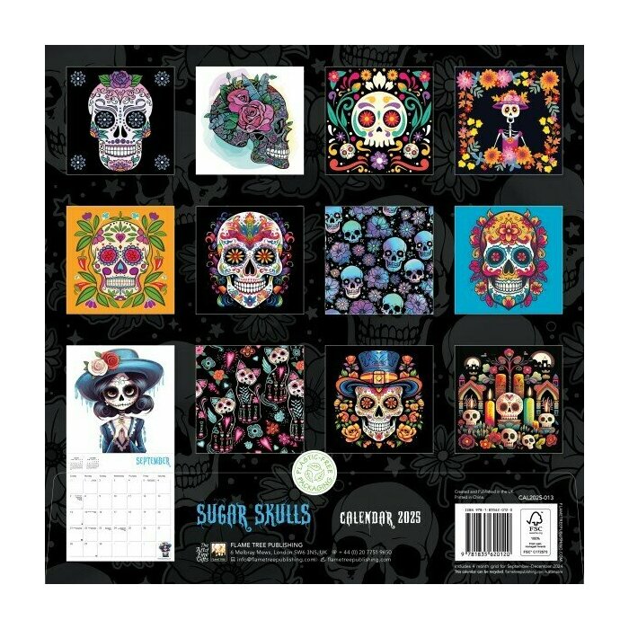 Calendrier Mural 2025 Têtes de Mort Jour des Morts Gothique