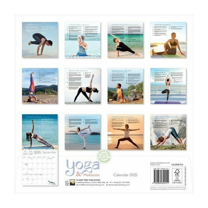 Calendrier Papier 2025 Yoga Postures et Méditation