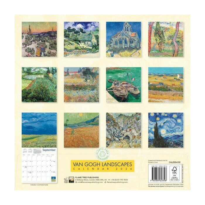 Calendrier 2026 Paysages de Vincent Van Gogh