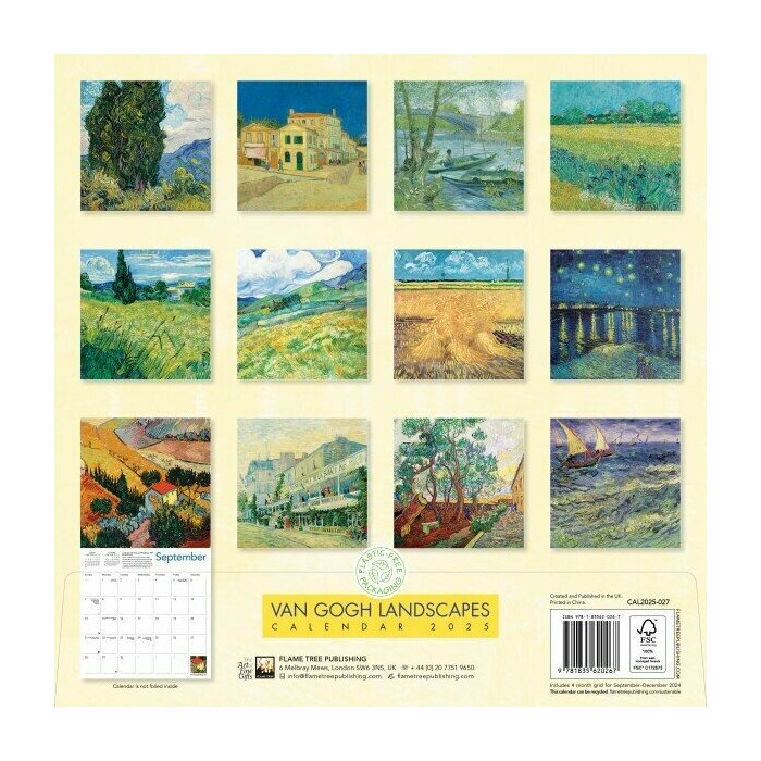 Calendrier Papier 2025 Paysages de Vincent Van Gogh