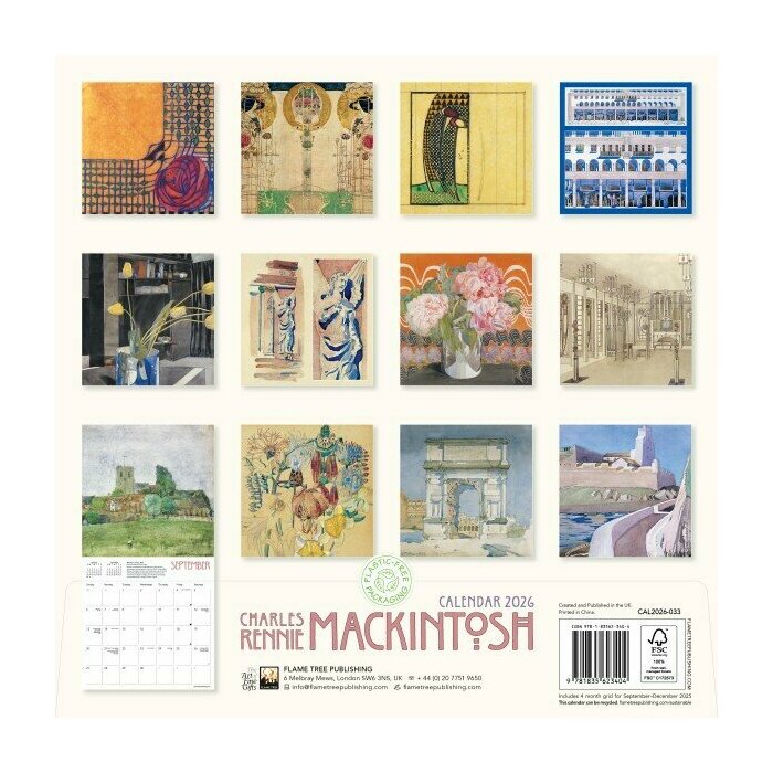 Calendrier Papier 2025 Charles Rennie Mackintosh 