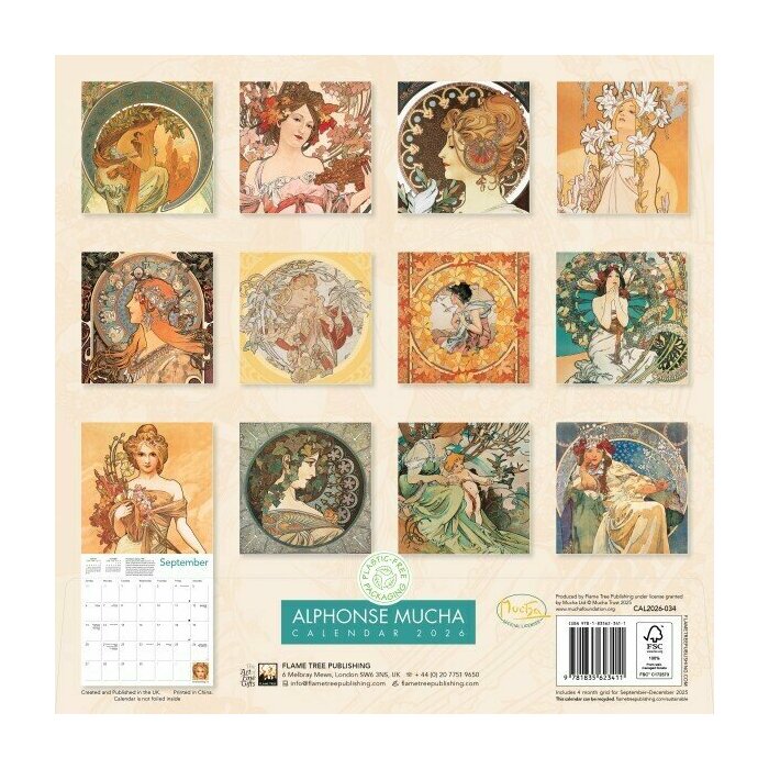 Calendrier Papier 2025 Art Nouveau Alphonse Mucha