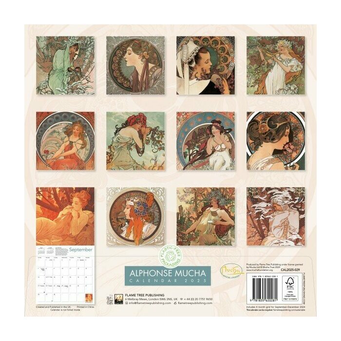 Calendrier Papier 2025 Art Nouveau Alphonse Mucha