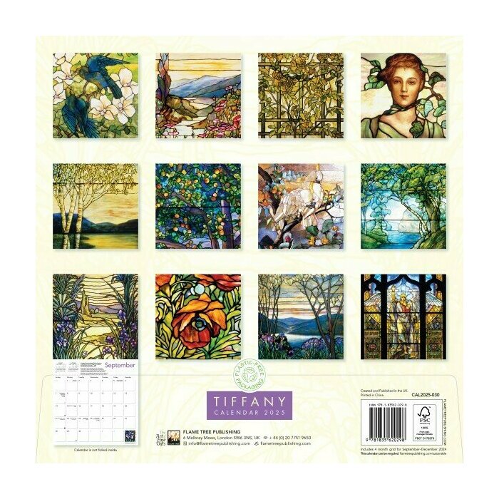 Calendrier Papier 2025 Vitraux Louis Comfort Tiffany