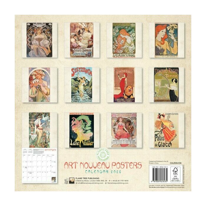 Calendrier Papier 2025 Art Nouveau Affiches Publicitaires Mucha Grasset