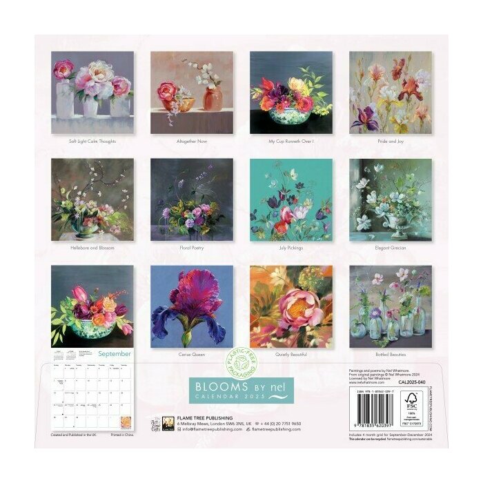 Calendrier Papier 2025 Dessins Fleurs Nel Whatmore