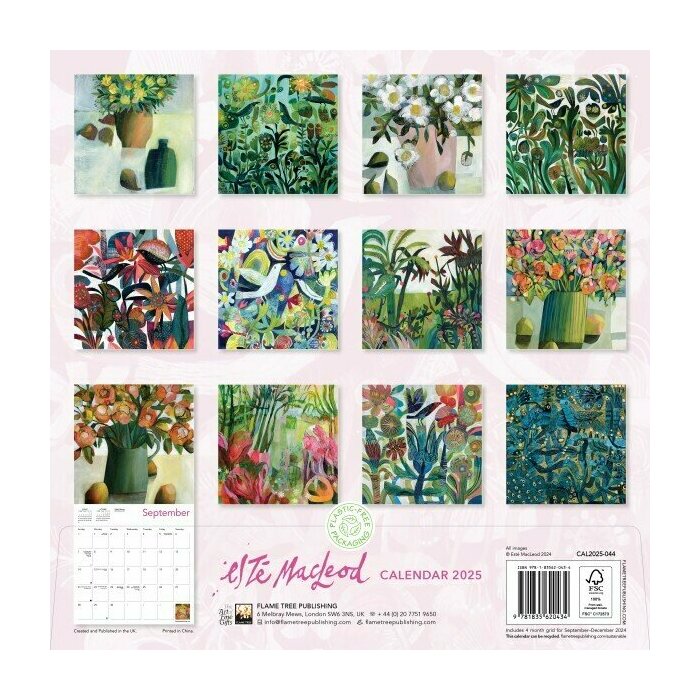 Calendrier Papier 2025 Dessins Fleurs Esté Macleod