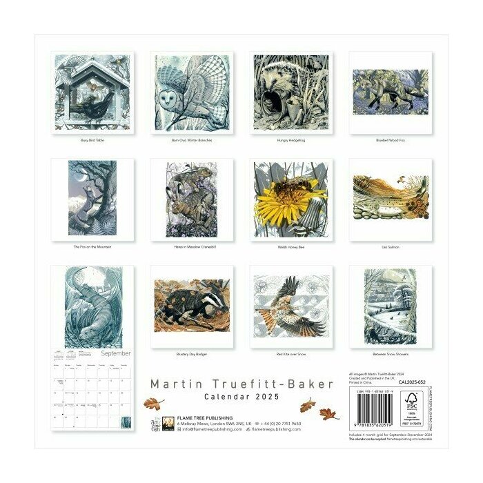 Calendrier Papier 2025 Animaux Forêt Martin Truefitt-Baker