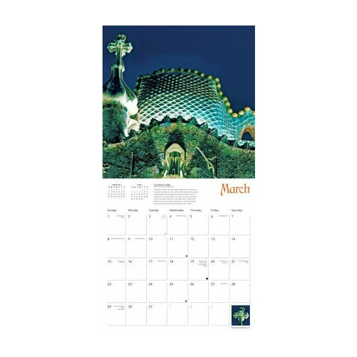 Calendrier papier 2026 Architectures Antoni Gaudi