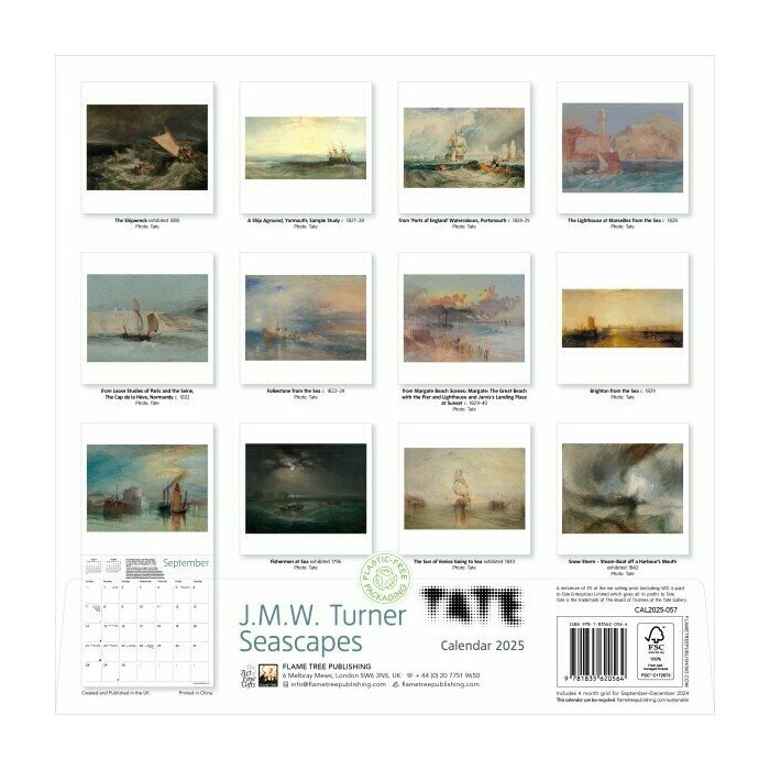Calendrier Papier 2025 Paysages Bord de Mer William Turner