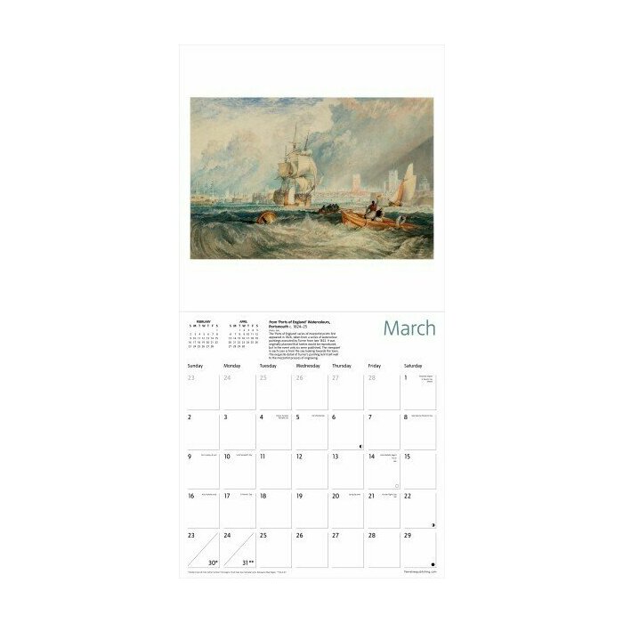 Calendrier 2025 Paysages Bord de Mer William Turner