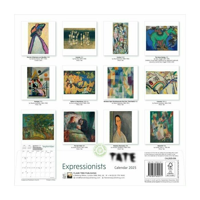 Calendrier papier 2025 Art Expressionniste Klee Kandinsky Chagall