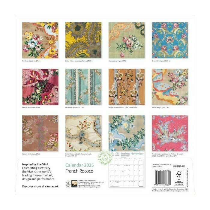 Calendrier Papier  2025 Design Style Rococo Franais