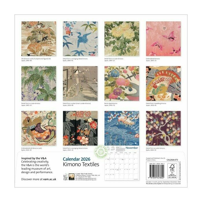 Calendrier Papier 2025 Kimono Textile Japonais