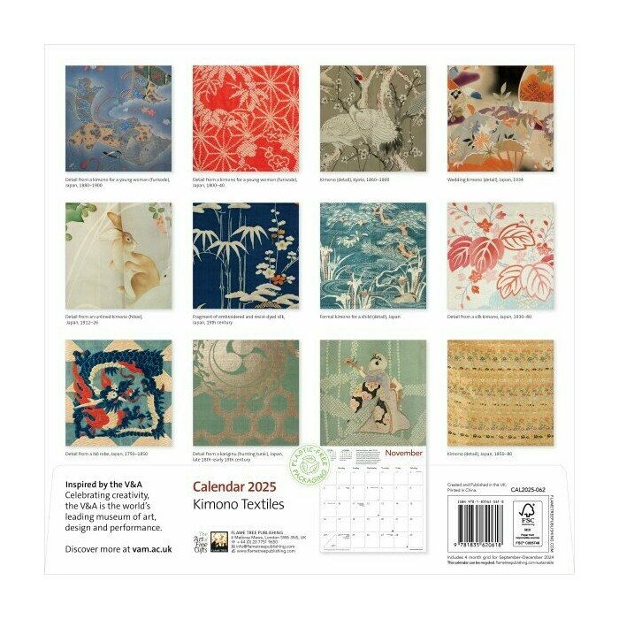 Calendrier Papier 2025 Kimono Textile Japonais