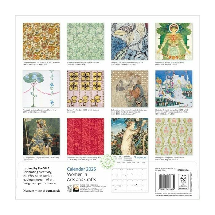 Calendrier papier 2025 Art Mouvement Arts and Crafts Dcoration