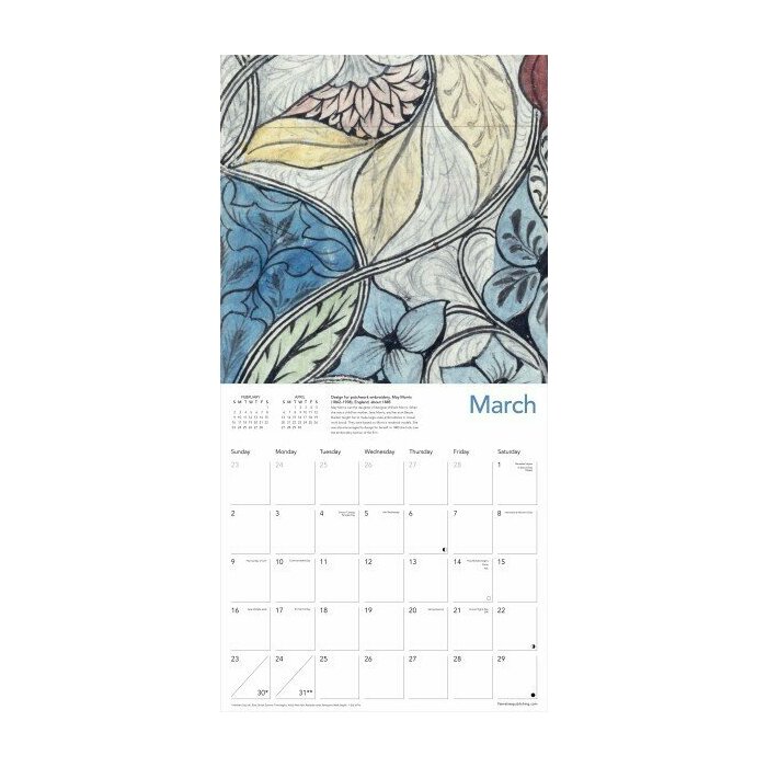 Calendrier 2025 Art Mouvement Arts and Crafts Dcoration