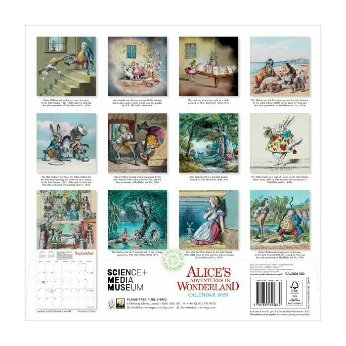 Calendrier Papier 2025 Conte Alice aux Pays des Merveilles Lewis Caroll 