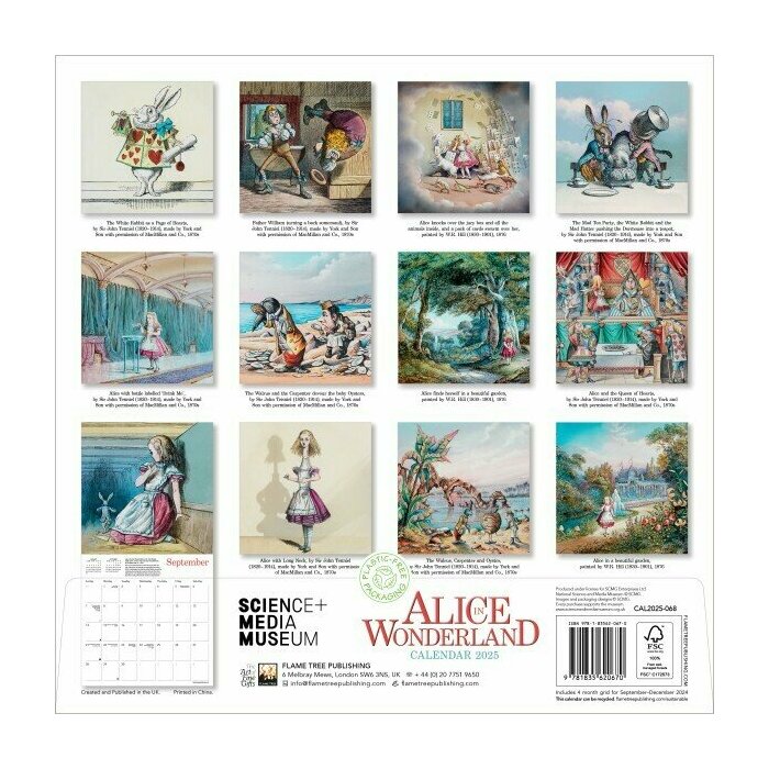 Calendrier Papier 2025 Conte Alice aux Pays des Merveilles Lewis Caroll 