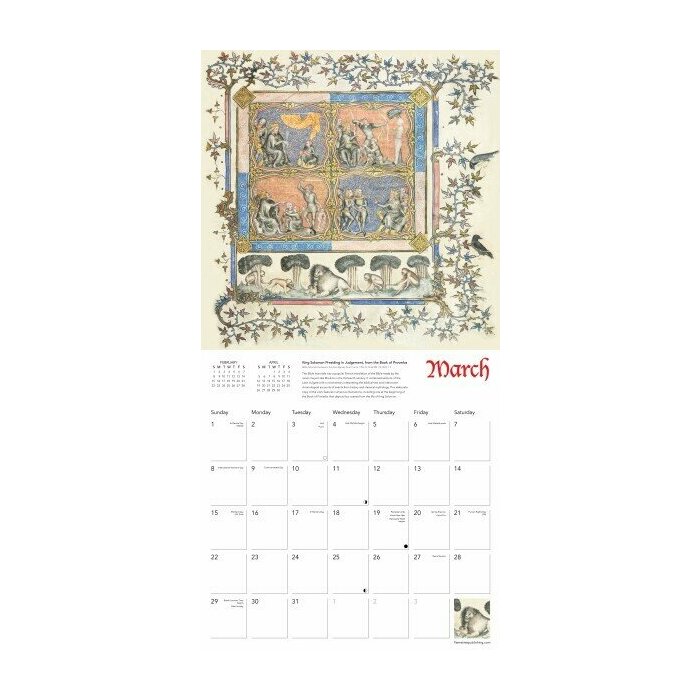 Calendrier papier 2026 Manuscrits Mdivaux Enluminures