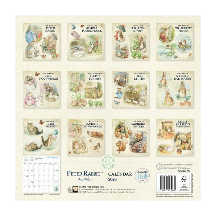 Calendrier Papier 2025 Pierre le Lapin Beatrix Potter Conte